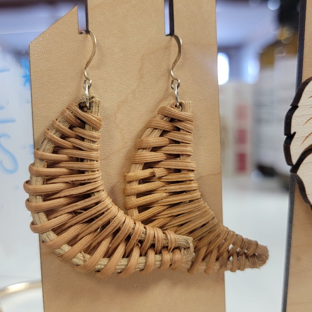 Crescent Moon Earrings Unique Wicker Earrings